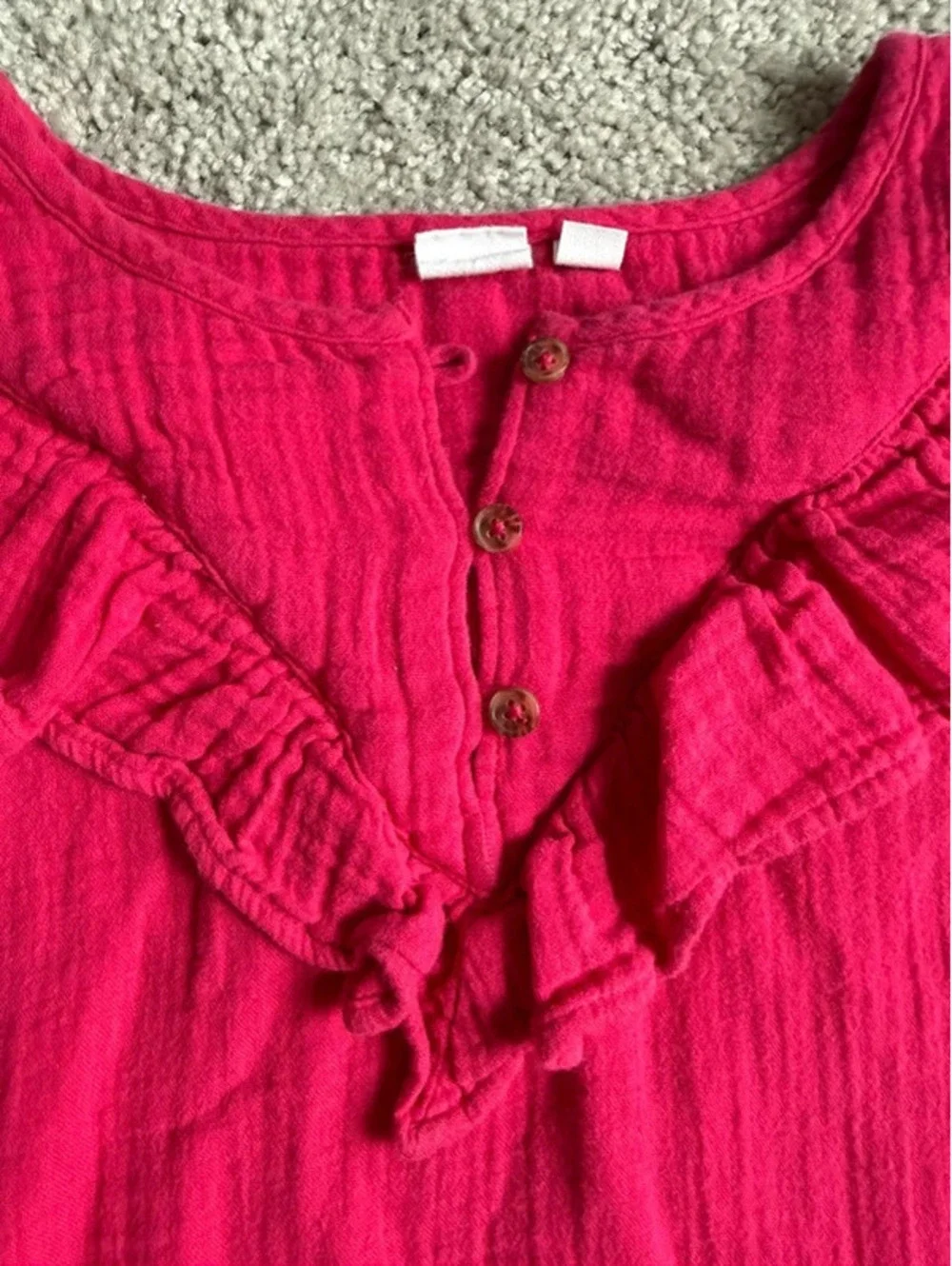 Gap Kids Ruffle Gauze Top Size Large Pink Long Sleeve Boho Blouse GUC